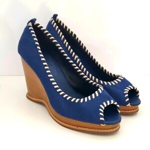 Bumper Women's Blue Suede Wedges Shoes Size 7